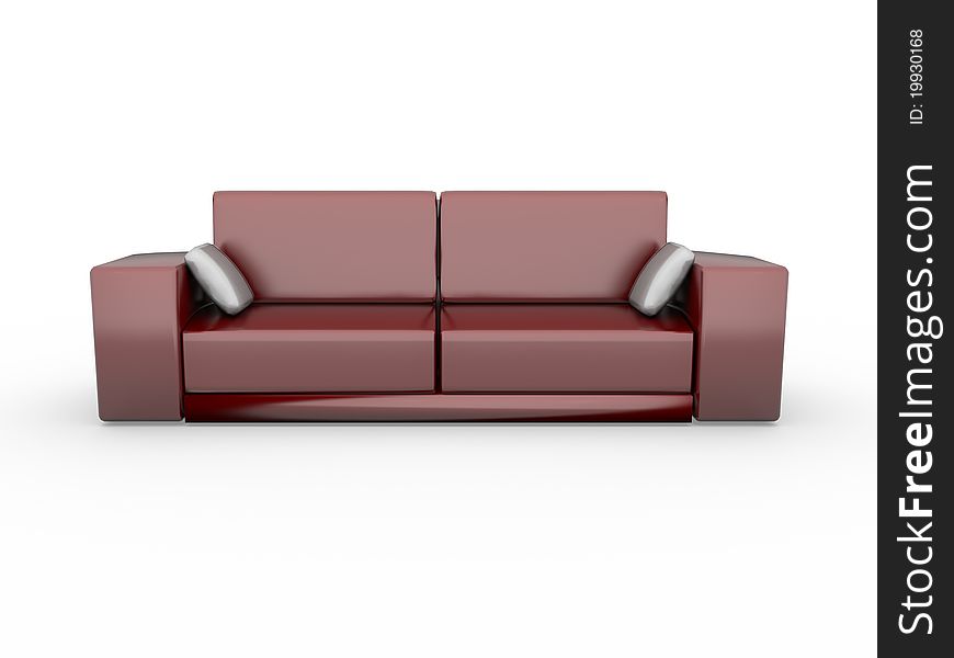 3d Red Sofa Isolated On White