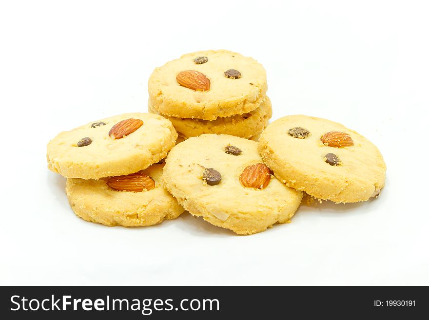 Many cookies in white background