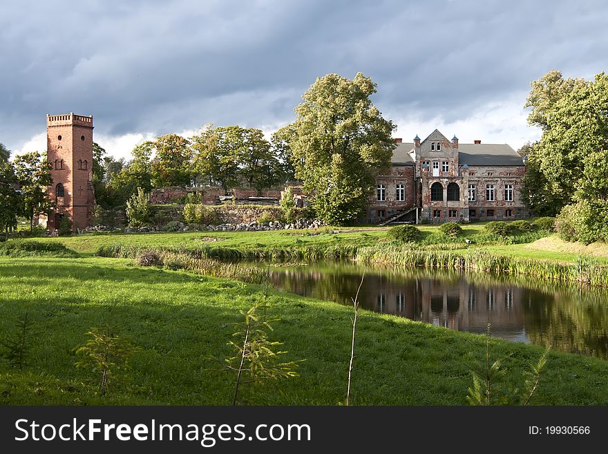 Old  palace in the romantic village.