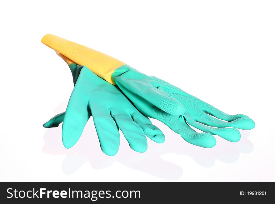 Rubber gloves isolated on white