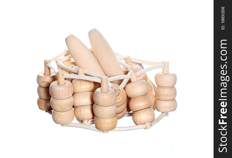 Wooden massager isolated on white