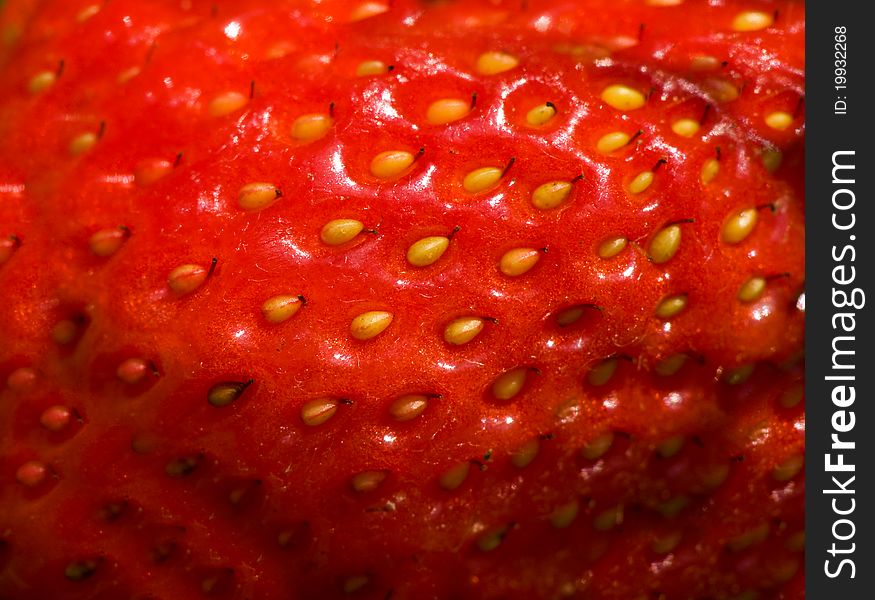 Strawberry texture close up with macro lens