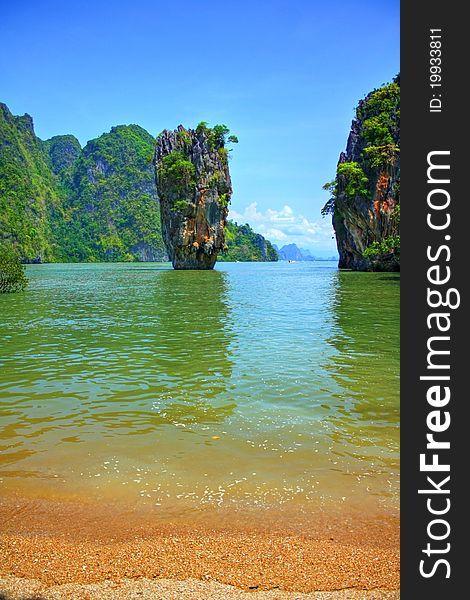 James Bond Island, located at the west coast of Thailand, named after the film the Man with the Golden Gun.