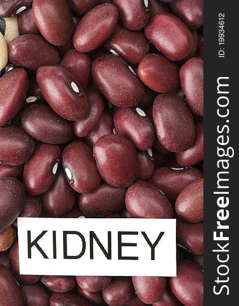 Dried Red Kidney Beans With Label Close-up