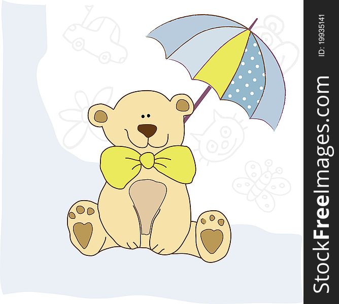 New baby invitation with teddy bear