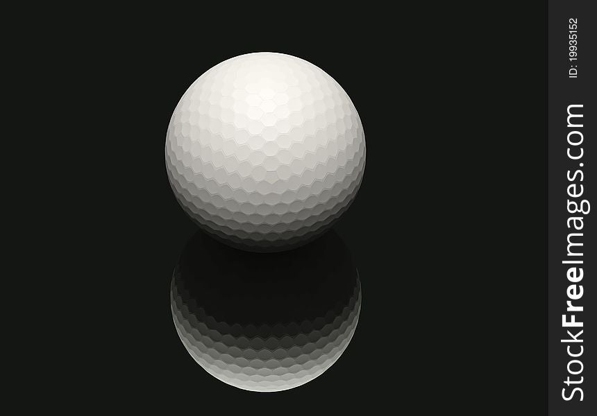 Computer generated image three dimensional golf ball with black background