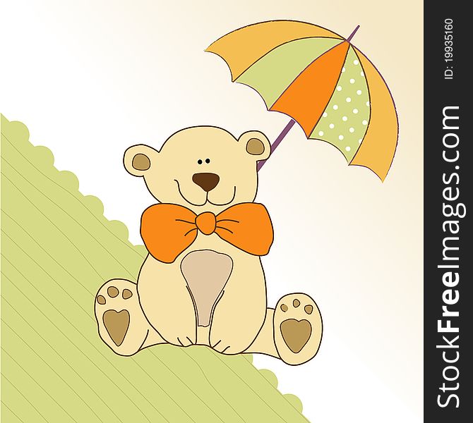 New baby invitation with teddy bear