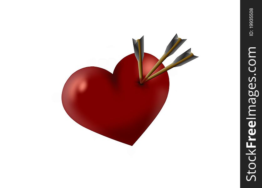 Image of three arrows piercing the heart. Image of three arrows piercing the heart