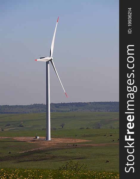 Wind turbine generator on the plains. Wind turbine generator on the plains