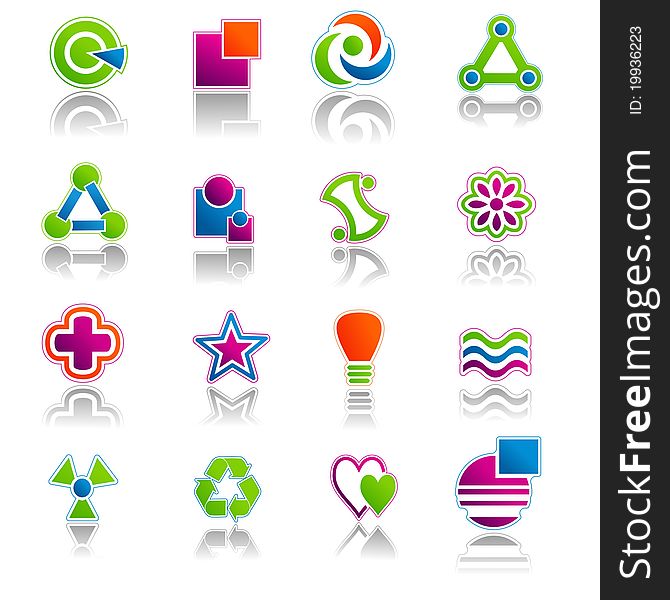 Illustration set of colourful abstract icons and symbols. Illustration set of colourful abstract icons and symbols