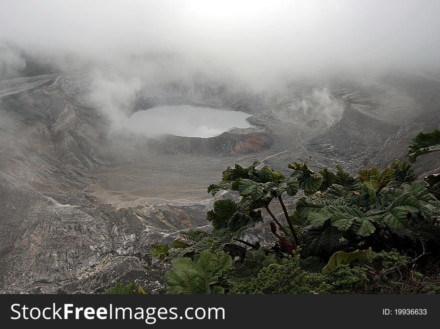 Volcano poas in the fog