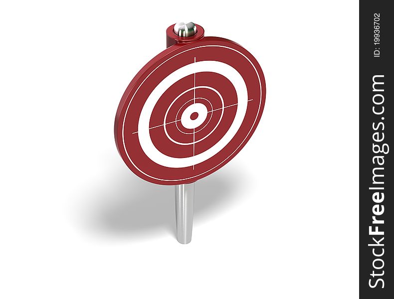 Red target pin over a white background. Red target pin over a white background