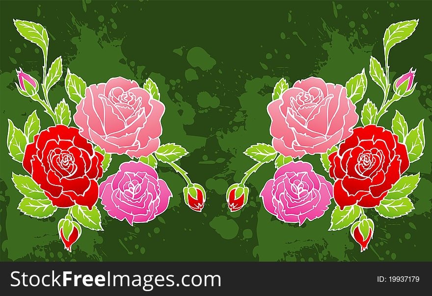 Vector illustration of Floral back with blob