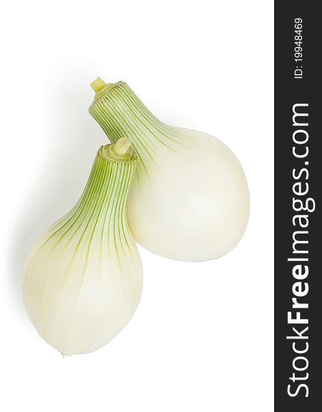 Two onions isolated on white