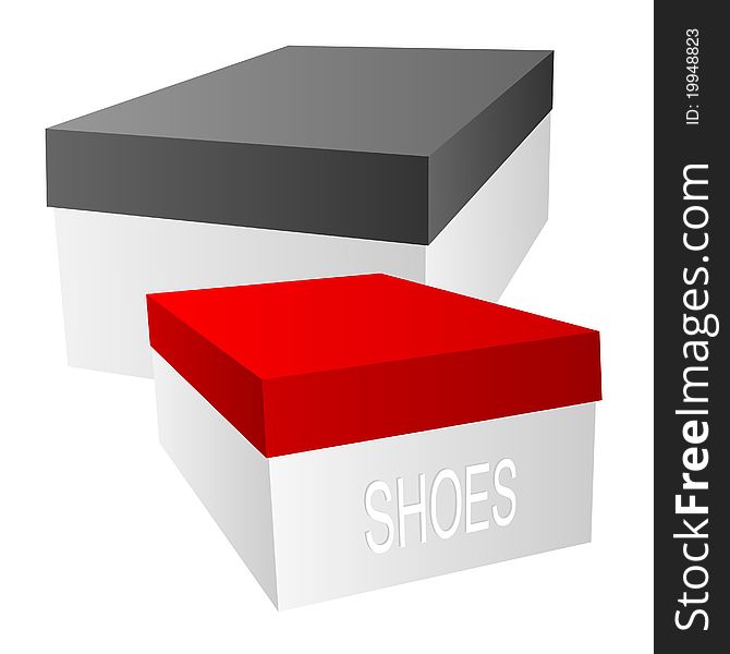 Two boxes for footwear on a white background. Two boxes for footwear on a white background.