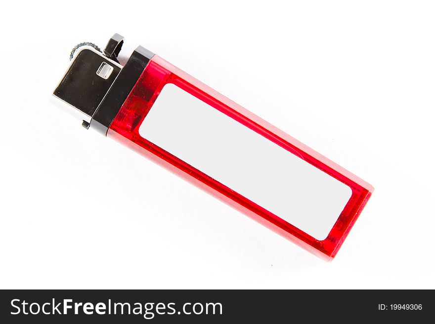 Red cigarette lighter with white space on it (isolated on white). Red cigarette lighter with white space on it (isolated on white).