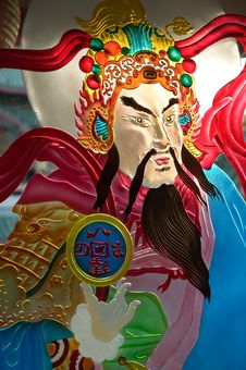 Painted Glass Of Chinese Deity Royalty Free Stock Photography Painted Glass Of Chinese Deity Royalty Free Stock Photography