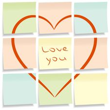 Sticky Notes With Heart. Royalty Free Stock Images Sticky Notes With Heart. Royalty Free Stock Images