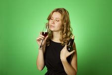 Close-up Of Woman With Glass Red Wine Royalty Free Stock Image