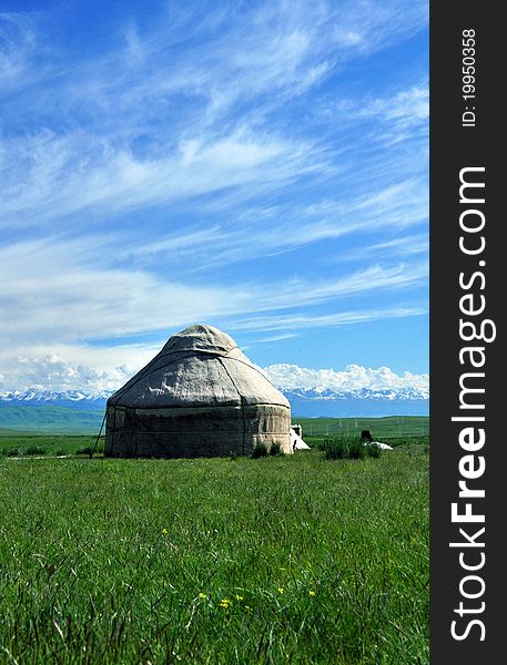 A Khazak style yurt, taken at Zhaosu grassland in Sinkiang, China. A Khazak style yurt, taken at Zhaosu grassland in Sinkiang, China.