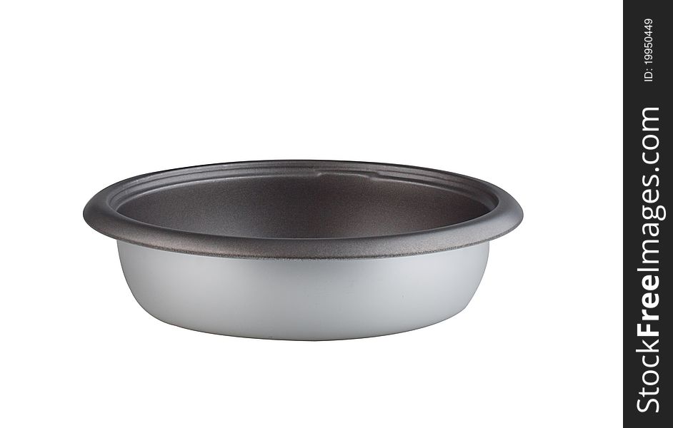 Empty aluminium bowl isolated