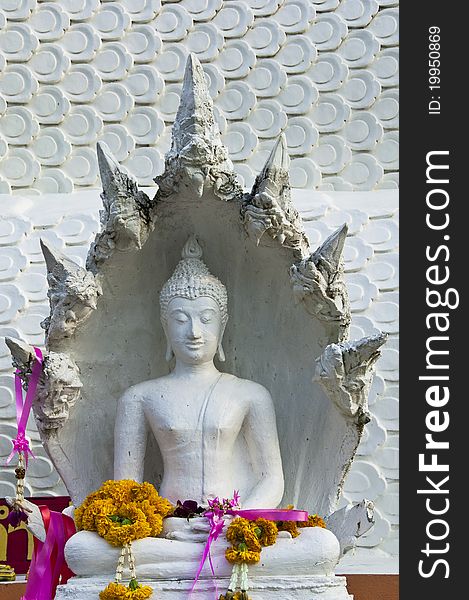 White Buddha statue at Wat Kiri suban. Lampang Province, Thailand. White Buddha statue at Wat Kiri suban. Lampang Province, Thailand