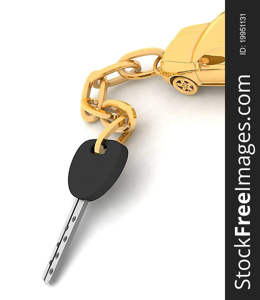 Gold pendant with car keys