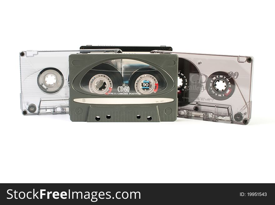 Audio tape cassette isolated on white. Audio tape cassette isolated on white