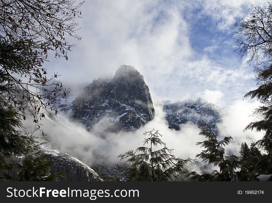 Snow Storm in Yosemite Valley. Snow Storm in Yosemite Valley.