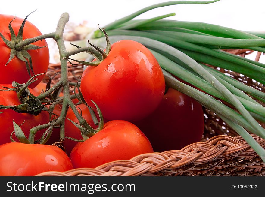 Red tomatoes in a basket