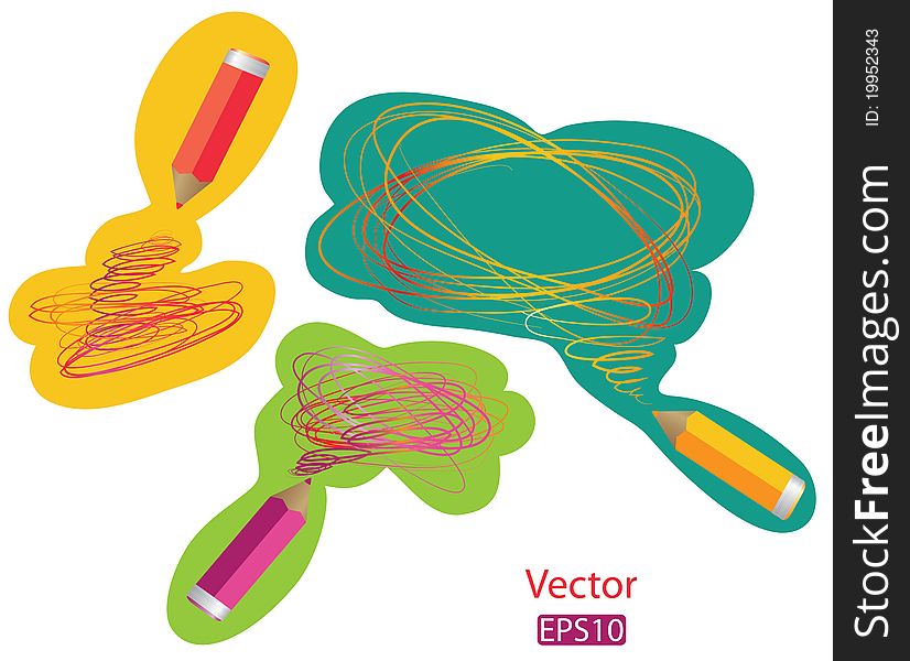 Pencil with hand drawn speech bubble. Eps10. Pencil with hand drawn speech bubble. Eps10.