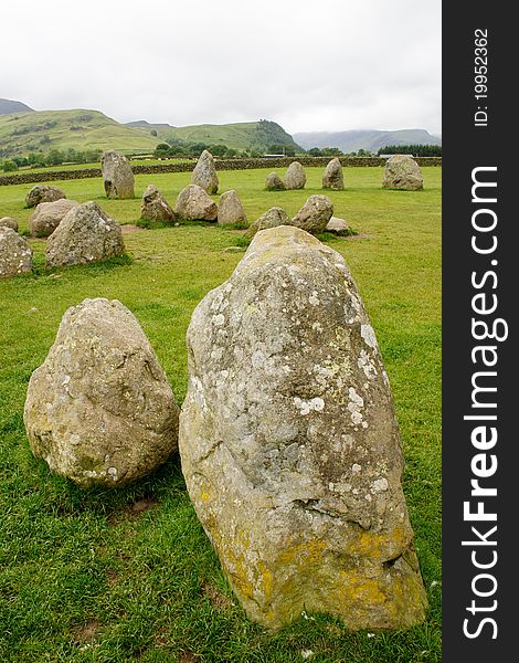 Part of Castlerigg stone circle near Keswick in Cumbria England