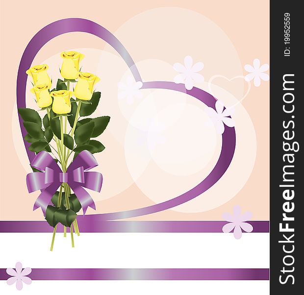 Yellow bouquet of roses,  background