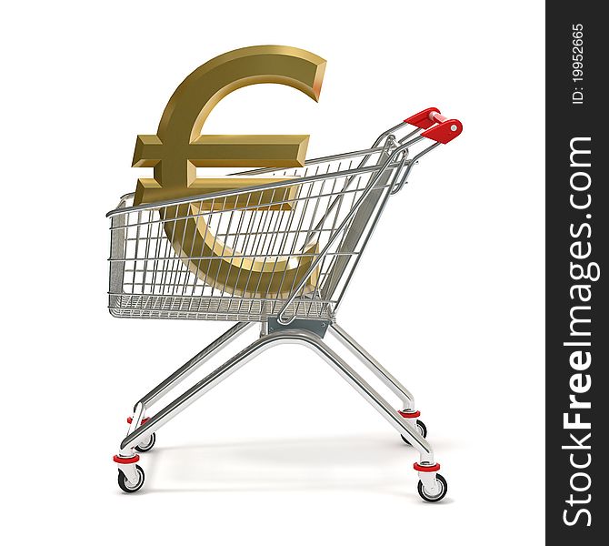 Euro symbol in a 
shopping cart, 
isolated on white 
background. Euro symbol in a 
shopping cart, 
isolated on white 
background
