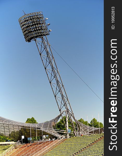 MÃ¼nchener Olympiastadionof Olympic - light tower. MÃ¼nchener Olympiastadionof Olympic - light tower
