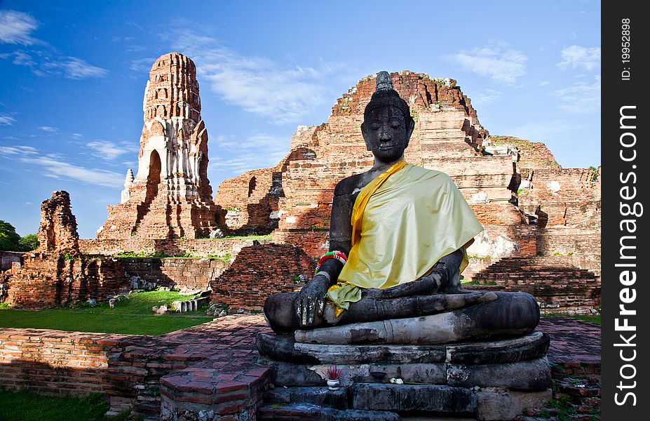 A Buddha Stutute In Ayudhya Of Thailand