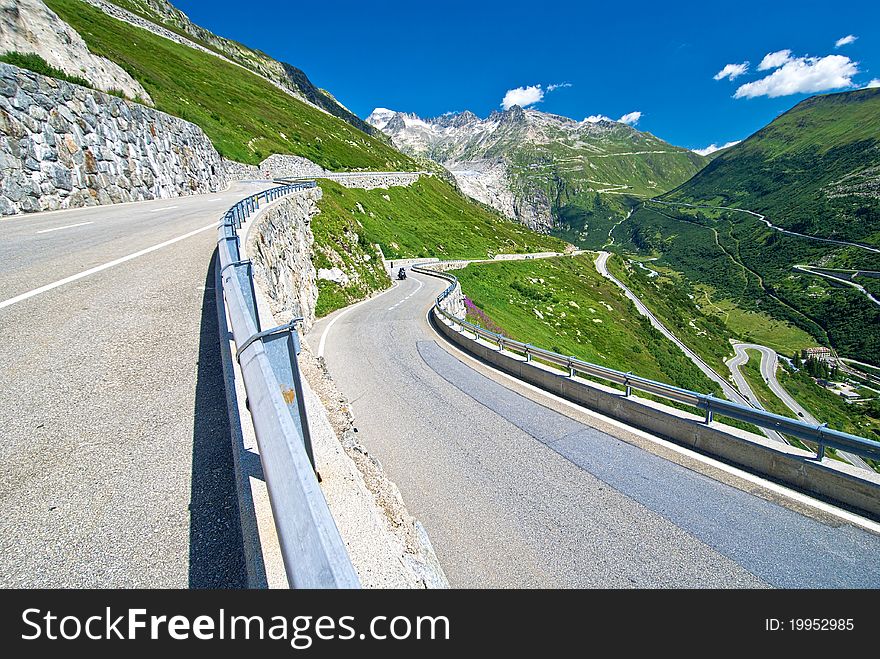 View from grimsel pass, looking out toward galenstock mountain, switzerland. View from grimsel pass, looking out toward galenstock mountain, switzerland.