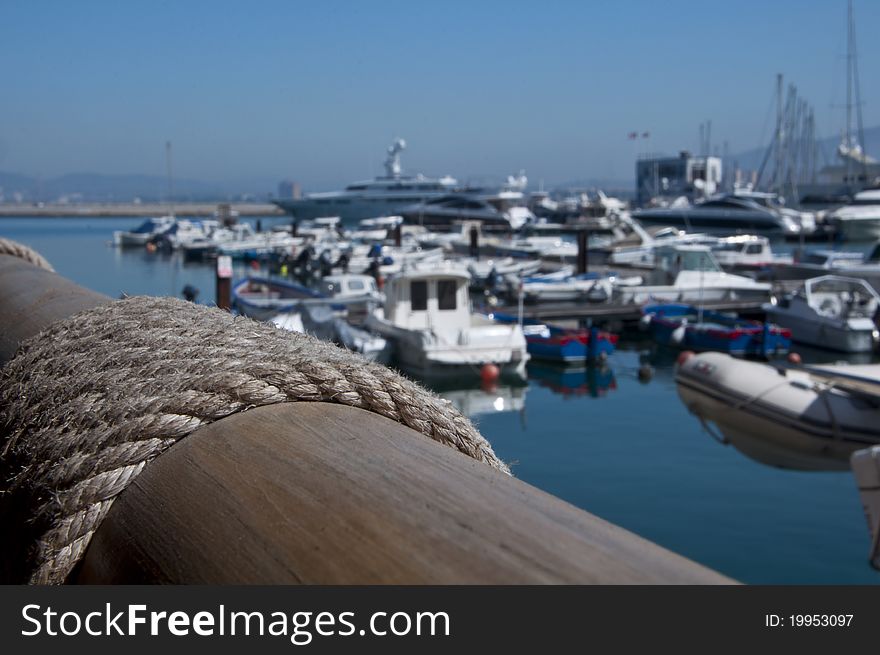 A rope bound at Gibraltars world famous marina. A rope bound at Gibraltars world famous marina.