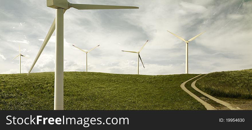 Alternative energy - wind turbine park. Alternative energy - wind turbine park