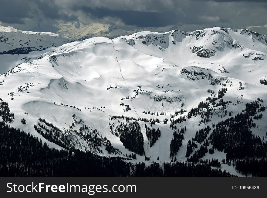 Whistler Mountain and peak in winter. Whistler Mountain and peak in winter