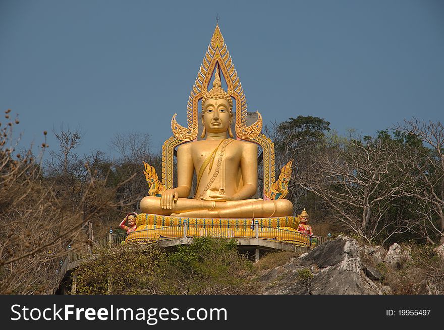 Image of buddha on mountain at Ratchaburi province Thailand