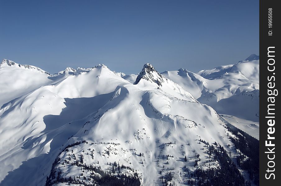 Coast Mountain and Mt. Helmet in winter. Coast Mountain and Mt. Helmet in winter