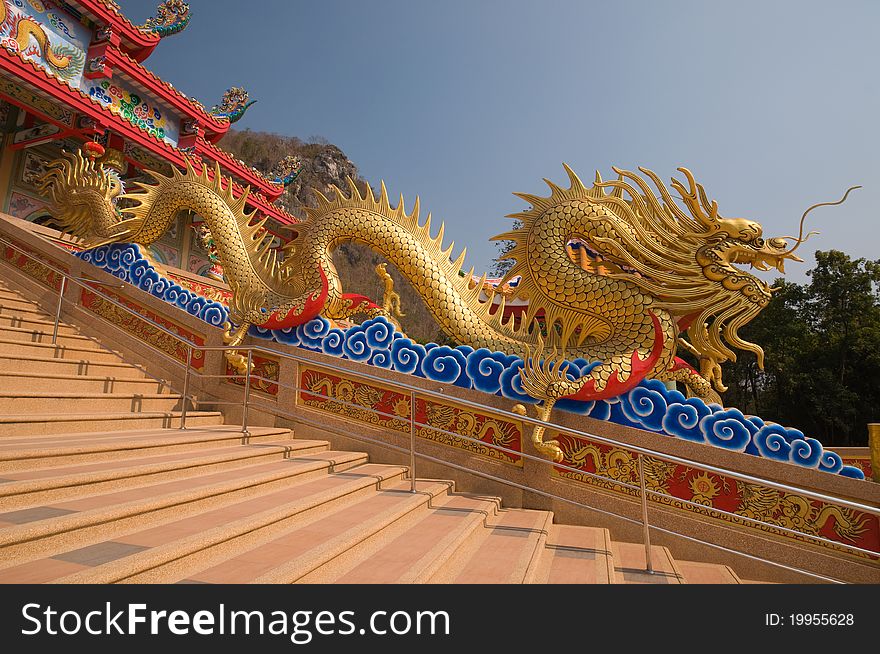Chinese dragon statue in Chinese temple Ratchaburi province Thailand