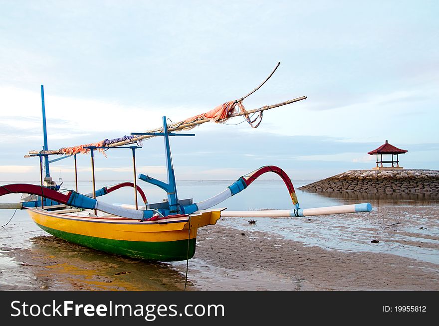Fisherman boat on Sanur beach, Bali