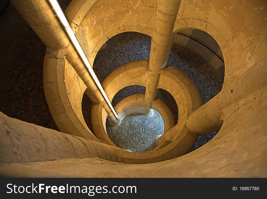 Spiral staircase of the Munot fortification in Schaffhausen, Switzerland