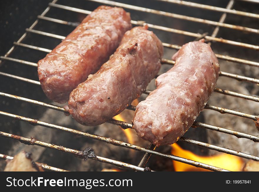 Close up of Three sausages