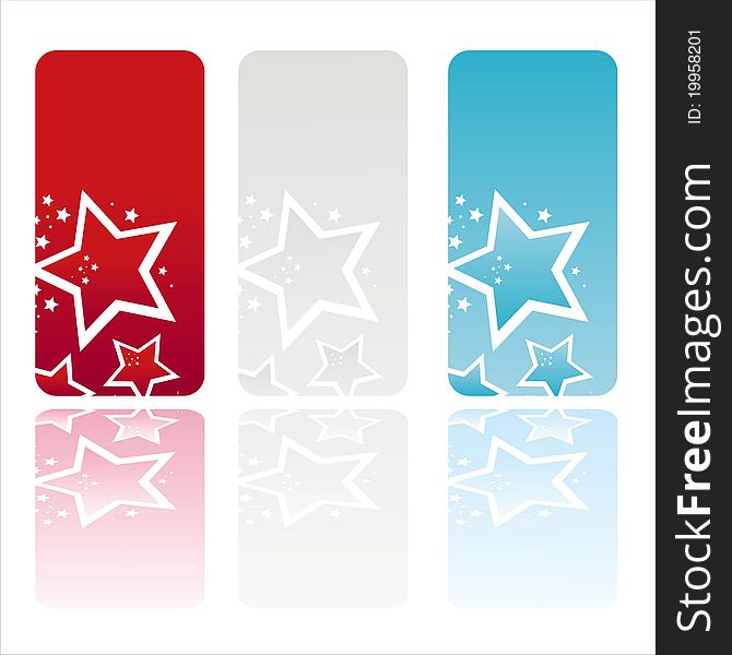 Set of 3 american colored stars banners