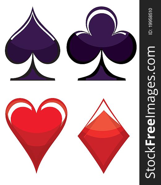 Playing card symbols,isolated over white