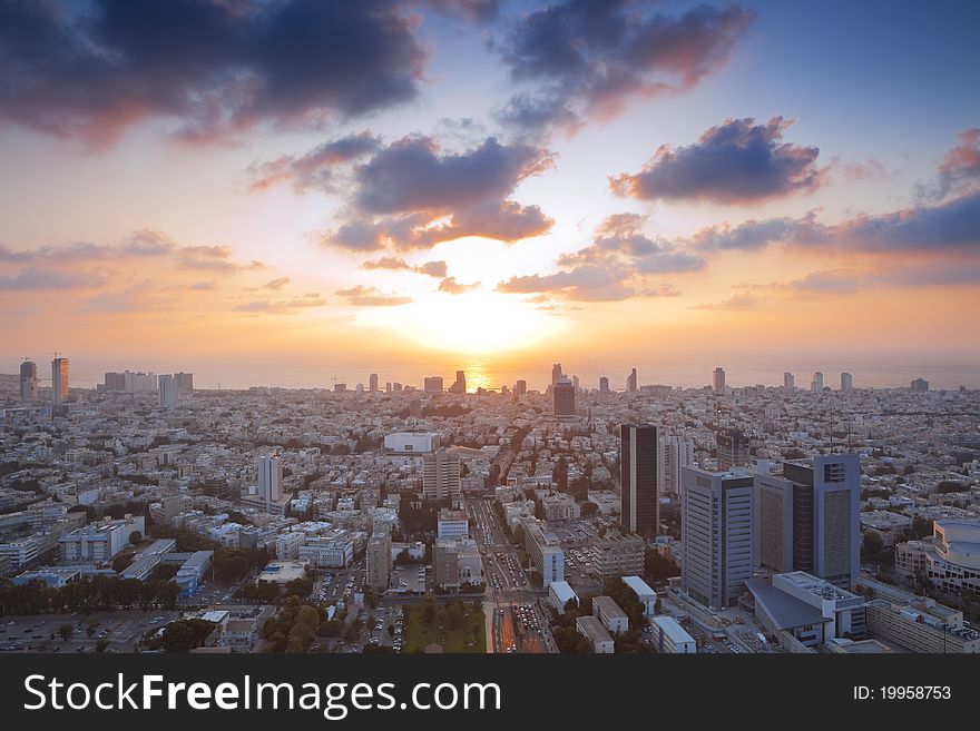 Tel Aviv at sunset, Israel. Tel Aviv at sunset, Israel