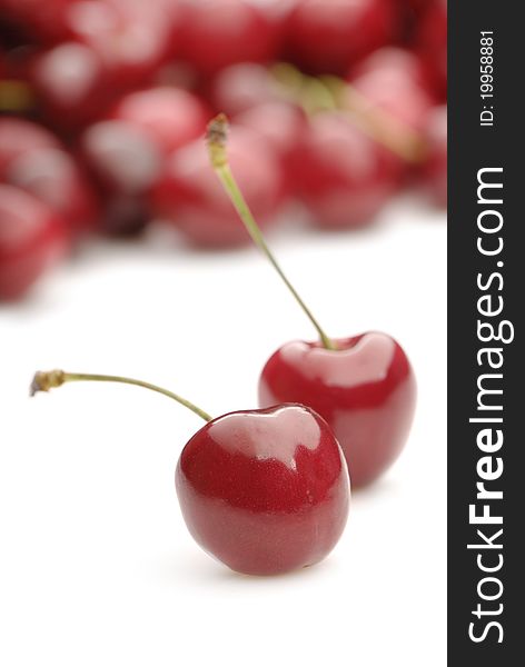 Fresh sweet cherries isolated on white